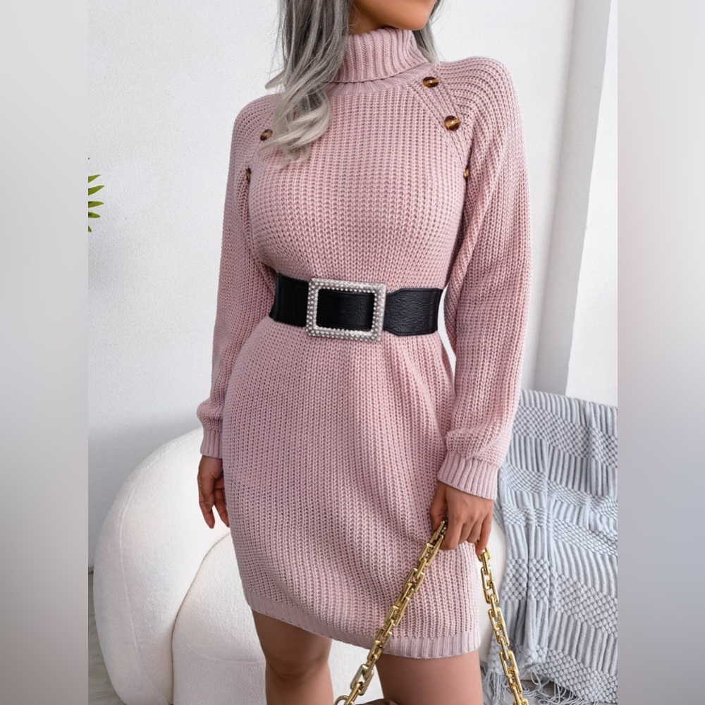 Winter Warmth Turtleneck Sweater Dress Mini